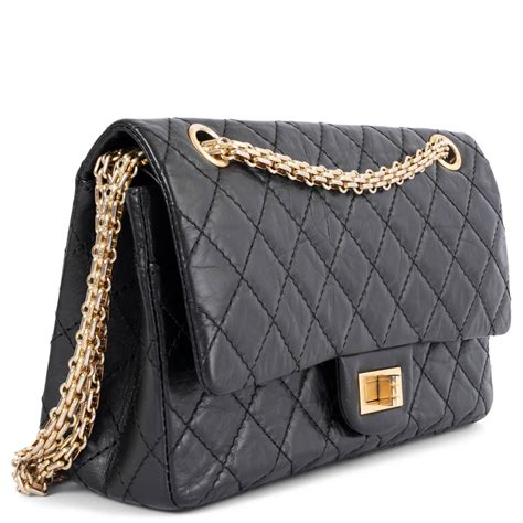 Chanel Black Quilted Aged Calfskin 2.55 Reissue 225 Double 